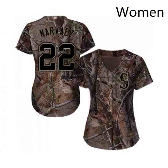 Womens Seattle Mariners 22 Omar Narvaez Authentic Camo Realtree Collection Flex Base Baseball Jersey
